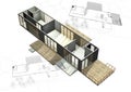 Housing architecture plans with 3D building