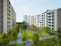 Housing block project with playground Royalty Free Stock Photo