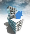 Housing concept of architectural building plan with sky