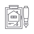 Housing contract icon, linear isolated illustration, thin line vector, web design sign, outline concept symbol with Royalty Free Stock Photo