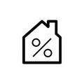 Housing credit simple vector icon. Black and white illustration of house and percent symbol. Outline linear icon. Royalty Free Stock Photo