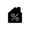 Housing credit simple vector icon. Black and white illustration of house and percent symbol. Solid linear icon. Royalty Free Stock Photo