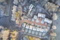 Housing development aerial view in construction on rural countryside site Scotland UK Royalty Free Stock Photo