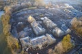 Housing development aerial view in construction on rural countryside site Scotland UK Royalty Free Stock Photo