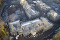 Housing development aerial view in construction on rural countryside site Scotland UK Royalty Free Stock Photo