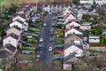 Housing development in suburban area aerial view Royalty Free Stock Photo