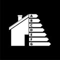 Housing energy efficiency icon, House and energy efficiency concept on dark background