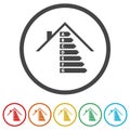 Housing energy efficiency rating ring icon, color set