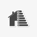 Housing energy efficiency sticker, House and energy efficiency concept, simple vector icon