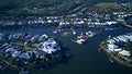 RiverLinks Estate next to Coomera River Morning view Hope Island, Gold Coast with large housing estate