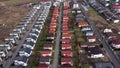 Housing estate residential suburban area view from above, aerial drone view