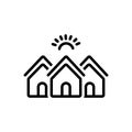 Black line icon for Housing, homes and residences