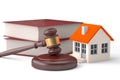 Housing legislation concept - law books, house and gavel Royalty Free Stock Photo