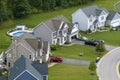 Housing market in the USA. Residential homes in suburban sprawl development in Rochester, New York. Low-density two