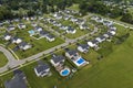 Housing market in the USA. Residential homes in suburban sprawl development in Rochester, New York. Low-density two