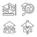 Housing rent or building company icons set