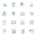 Housing for sale linear icons set. Mansion, Bungalow, Condo, Duplex, Cottage, Villa, Apartment line vector and concept Royalty Free Stock Photo