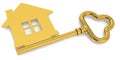 Housing sign with golden key Royalty Free Stock Photo