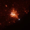 Houston city lights map, top view from space. Aerial view on night street lights. Global networking, cyberspace Royalty Free Stock Photo