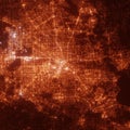 Houston city lights map, top view from space. Aerial view on night street lights. Global networking, cyberspace Royalty Free Stock Photo