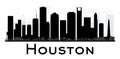 Houston City skyline black and white silhouette.