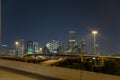 Houston downtown from freeway 10 at night