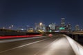 Houston downtown freeway night speed, buffalo bayou park Royalty Free Stock Photo