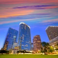 Houston Downtown skyline sunset at Texas US