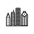 Black line icon for Houston, texas and building