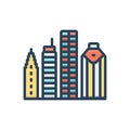 Color illustration icon for Houston, texas and building