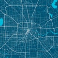 Houston map. Houston city map poster. Map of Houston street, urban area Royalty Free Stock Photo