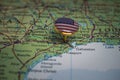 Houston pinned on a map with the USA flag Royalty Free Stock Photo