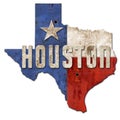 Houston Sign Grunge Texas Flag Lone Star Metal