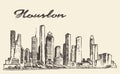 Houston skyline big city vector illustration drawn