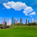 Houston skyline blue sky Memorial park Texas US