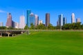 Houston skyline blue sky Memorial park Texas US