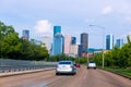 Houston skyline from Buffalo Bayou Pkwy Texas US