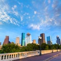 Houston skyline from Sabine St bridge Texas US Royalty Free Stock Photo