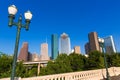 Houston skyline from Sabine St bridge Texas US Royalty Free Stock Photo