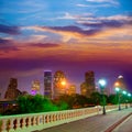 Houston skyline at sunset Sabine St Texas USA