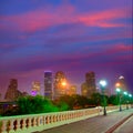 Houston skyline at sunset Sabine St Texas USA