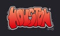 Houston Texas graffiti style hand drawn lettering. Decorative vector text