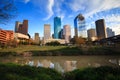 Houston Texas Skyline with modern skyscrapers and blue sky view Royalty Free Stock Photo