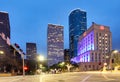 Houston Texas Skyline with modern skyscrapers and blue sky view from park river US Royalty Free Stock Photo