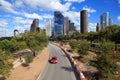 Houston Texas Skyline with modern skyscrapers and blue sky view