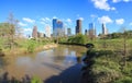 Houston Texas Skyline with modern skyscrapers and blue sky view