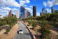 Houston Texas Skyline with modern skyscrapers and blue sky view