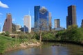 Houston Texas Skyline with modern skyscrapers and blue sky view