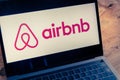 Airbnb logo on laptop screen