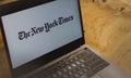 The New York Times logo on laptop screen Royalty Free Stock Photo